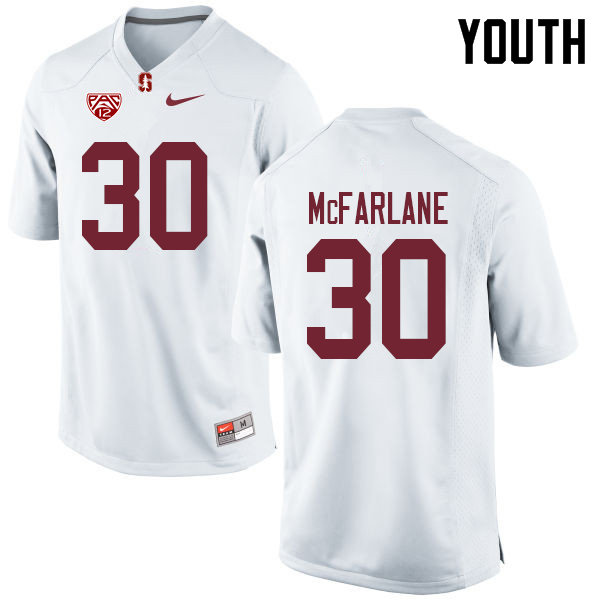 Youth #30 Cameron McFarlane Stanford Cardinal College Football Jerseys Sale-White - Click Image to Close